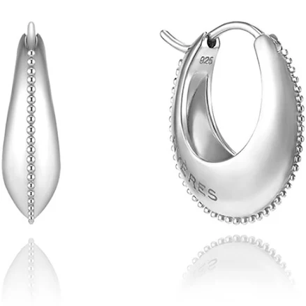 "hyeres-lor Champagne Moon Silver Oval Earring Concept