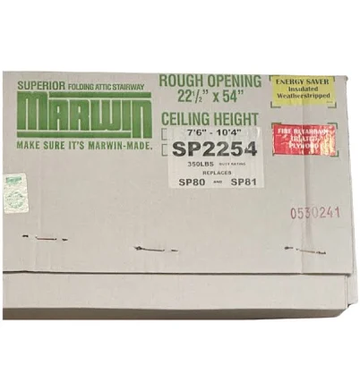7'6" - 10'4" Fire Rated Wood Pull Down Attic Stair 22.5"X54 300Lb