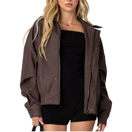 Edikted Women's Oversized Faux Leather Jacket