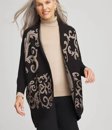 Chico's Women's Ottoman Jacquard Cocoon Cardigan