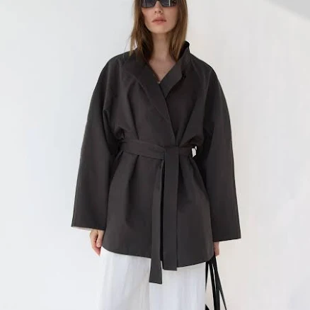 OAK + FORT Belted Funnel Neck Coat