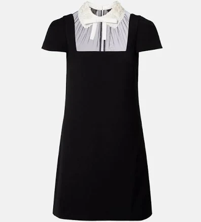 Self-Portrait Crepe Mini Dress with Bow Collar