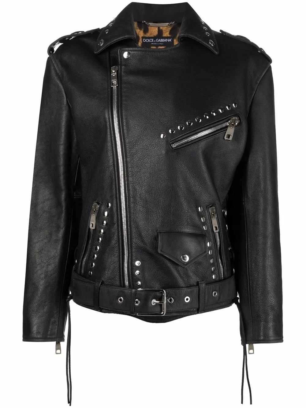 Studded Belted Biker Jacket