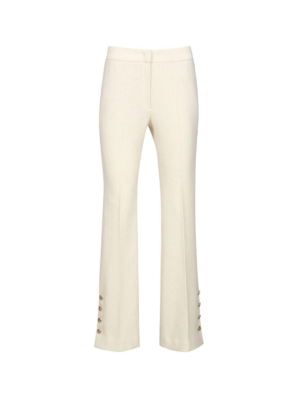 SIDE BUTTON DETAILED TROUSERS (CREAM)