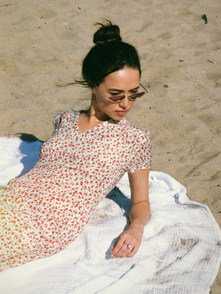 Flower Patterned Midi Dress