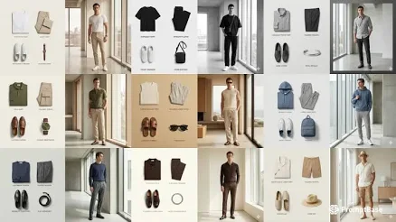 Split Editorial Mens Outfit Lookbooks Gemini Image Prompt