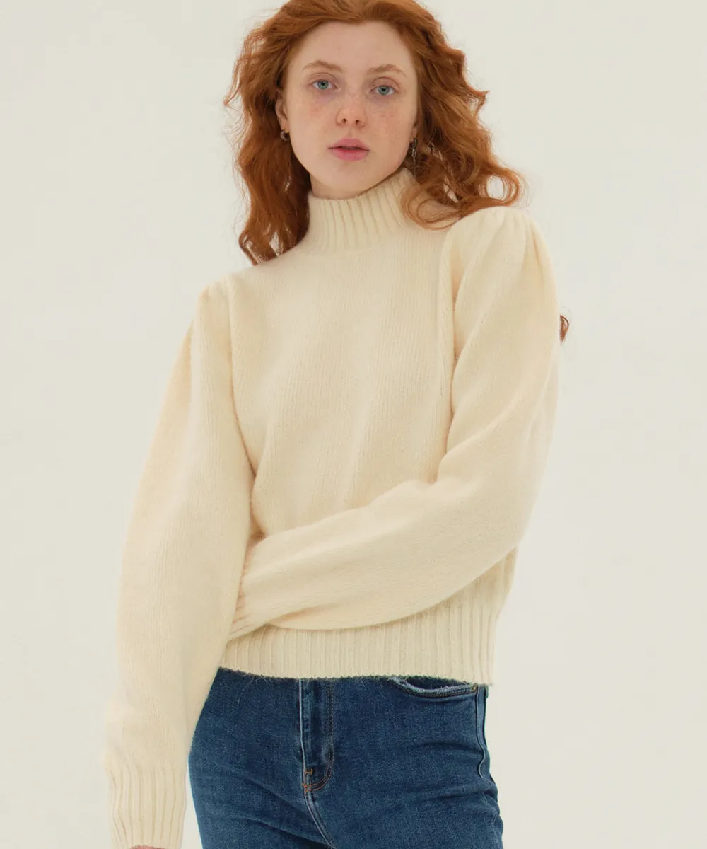puff sleeve half knit (ivory)_from italy
