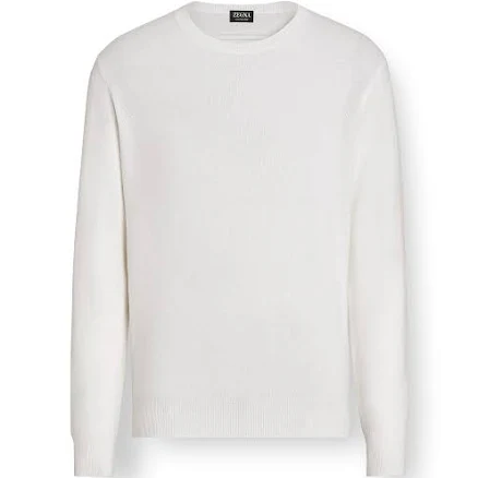 ZEGNA - White Mélange Oasi Cashmere Crewneck