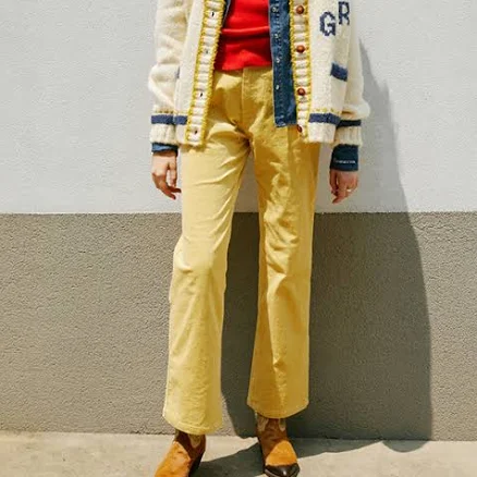 GREENBUTTER Corduroy Semi Boot-Cut Pants