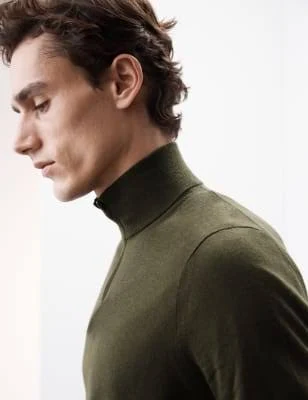 Autograph Men's Pure Extra Fine Merino Wool Half Zip Jumper