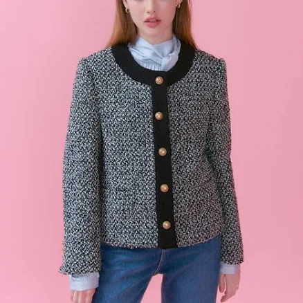 VEM.VER Blair Tweed Jacket_Black by W Concept