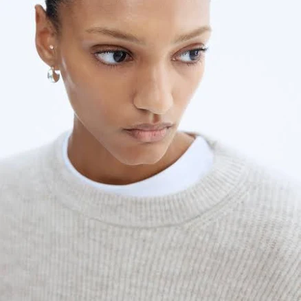 H&M Ladies Melange Rib-Knit Sweater