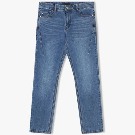 LIBERCLASSY lls23571 Blue Semi-Slim Fit Side Cut Washing Denim Pants