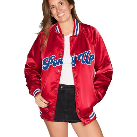 SMU Mustangs Satin Letterman Bomber Jacket