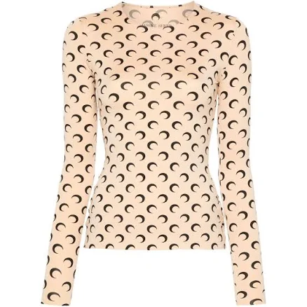 Marine Serre Women's Crescent Moon-print Neutral Top