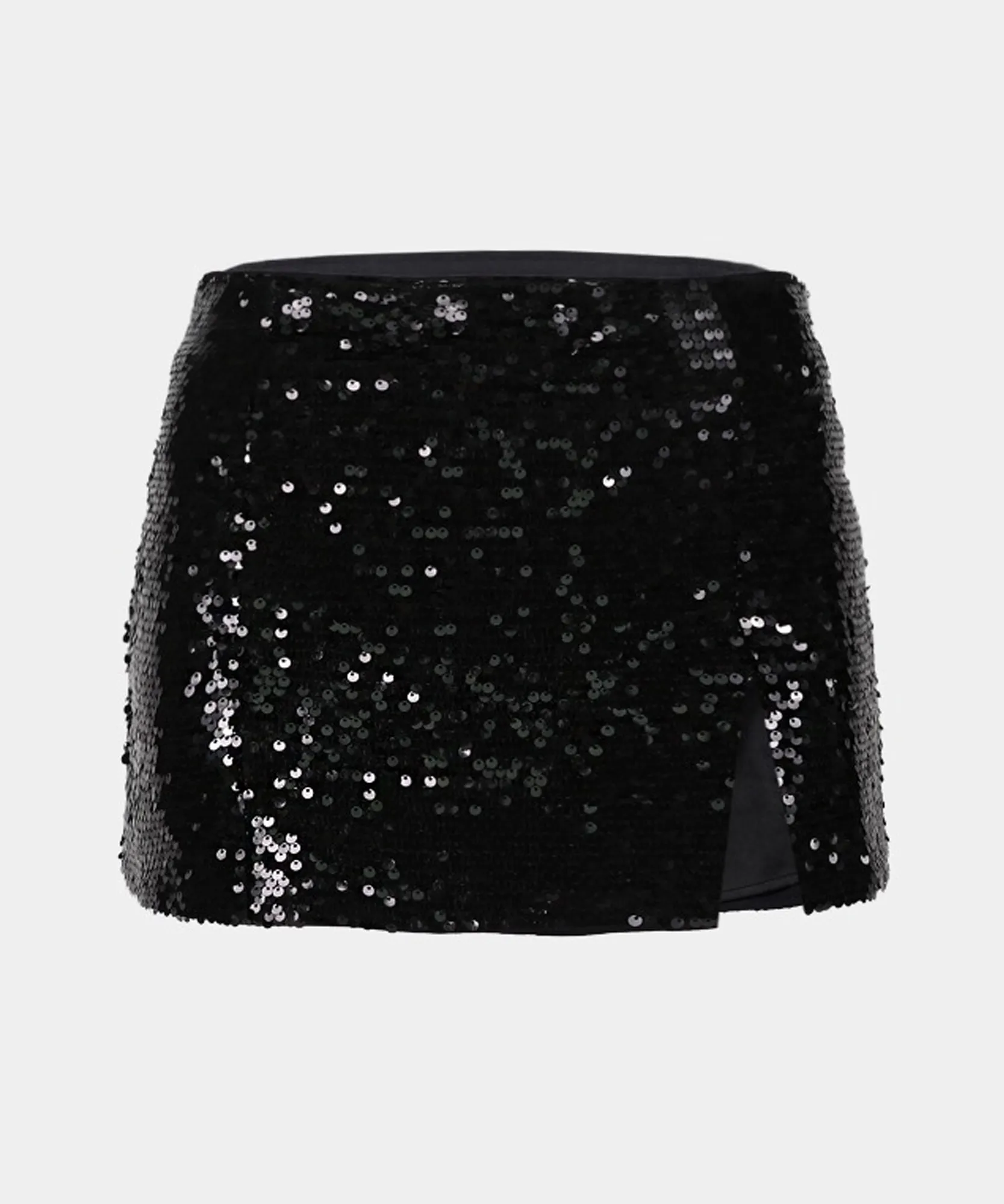 Sequin Low Rise Mini Skirt - Black