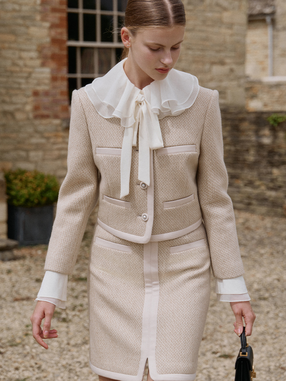 Combination Wool Short Jacket