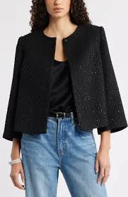 Collarless Bouclé Jacket