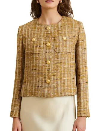 Celia Cropped Cotton Blend Tweed Jacket