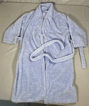 Jaclyn Intimates Robe Womens Medium Blue White Wrap Tie Bathrobe