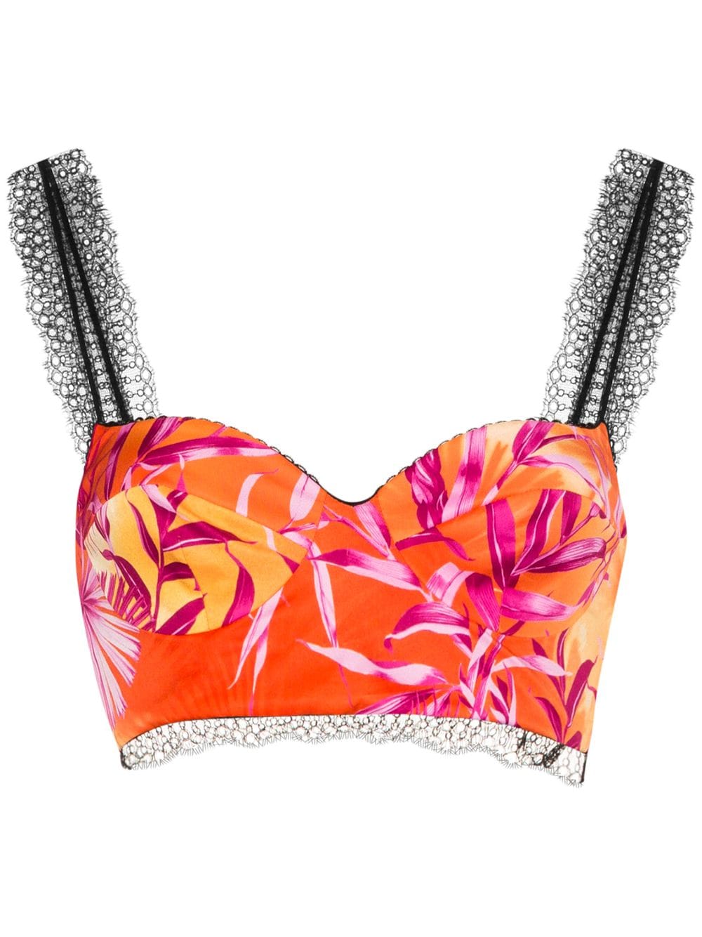 Jungle Print Lace Trim Top