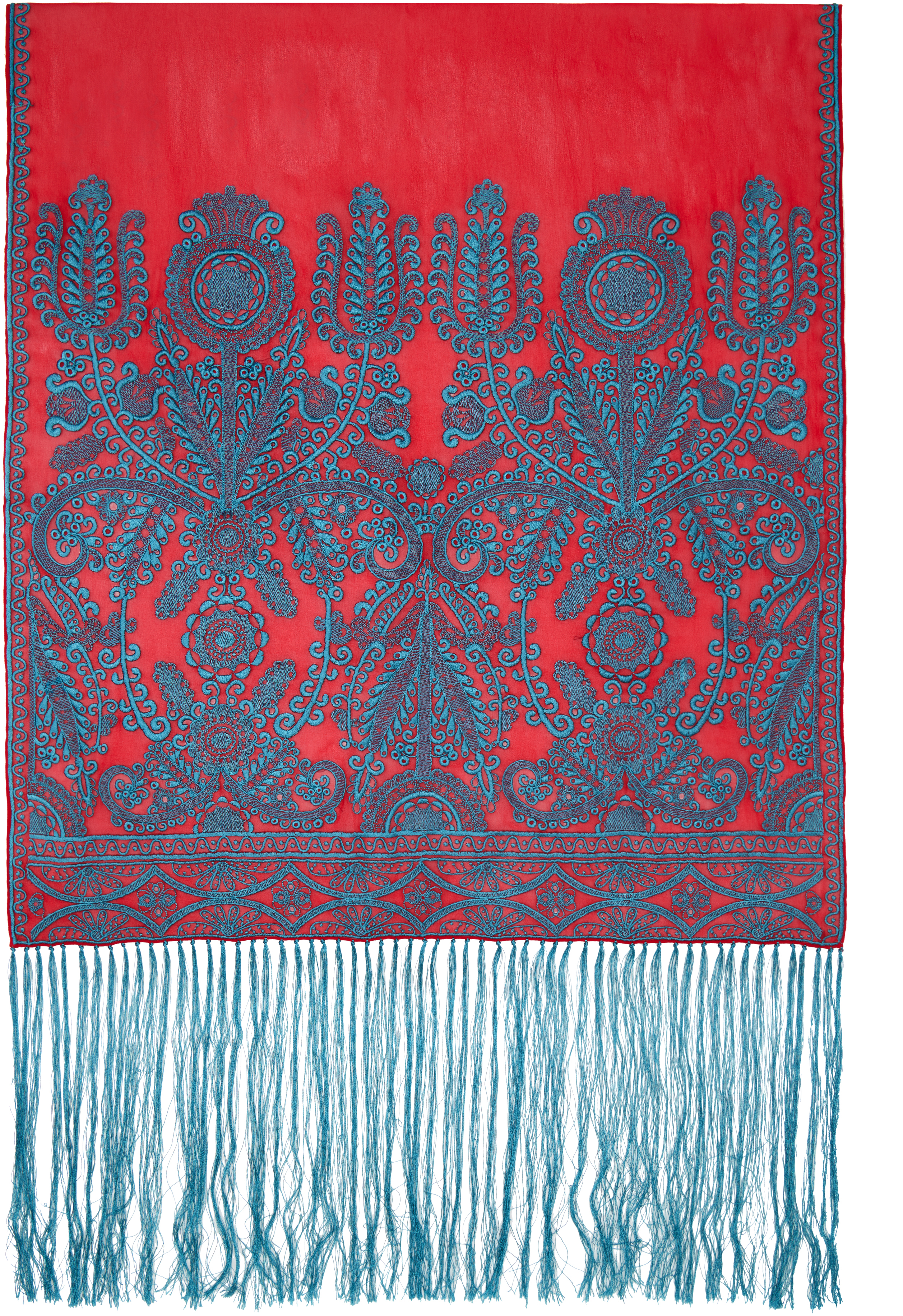 Red & Blue Embroidered Scarf