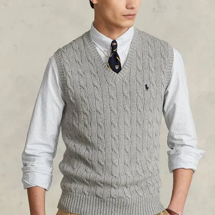 Ralph Lauren Men's Cable-Knit Cotton Sweater Vest