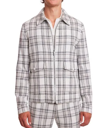 Paisley & Gray Men's Milo Slim Fit Long Sleeve Plaid Bomber Jacket