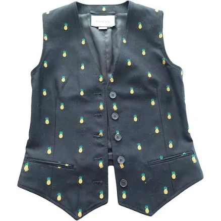 GUCCI Black Wool Pineapple Knit Vest Size XS International