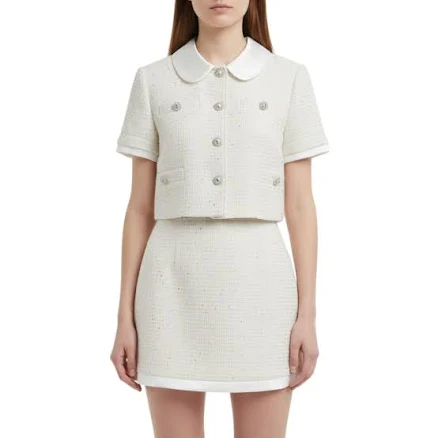 Mable Tweed Pearl Button Skirt Suit Set