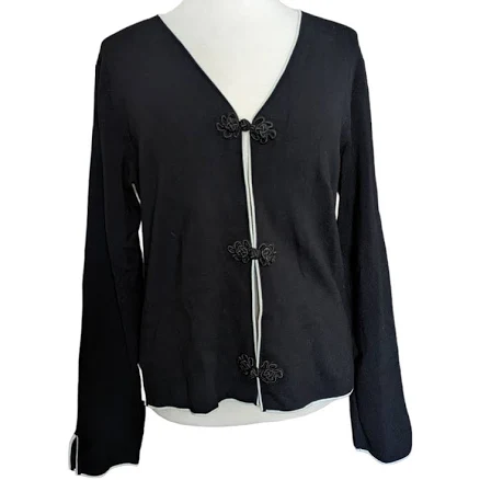 City Silk Silk Blend Cardigan Sweater With Knot Button Design Size L