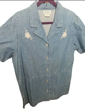 Vintage 90s Jaclyn Smith Sport Chambray Denim Shirt