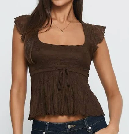 Princess Polly Women's Auroraah Ruffle Babydoll Crop Top