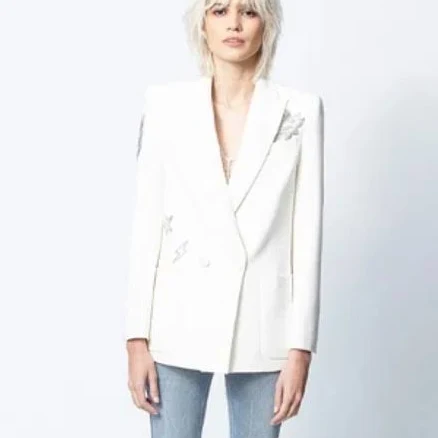 Zadig & Voltaire Jackets & Coats | Zadig & Voltaire Visko Strass Jacket (Size 38) | Color: White | Size: M | Pm-29044464's Closet