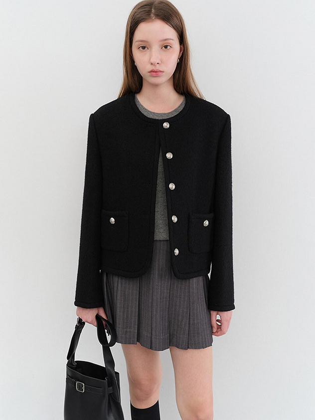Classic Tweed Collar Jacket_Black