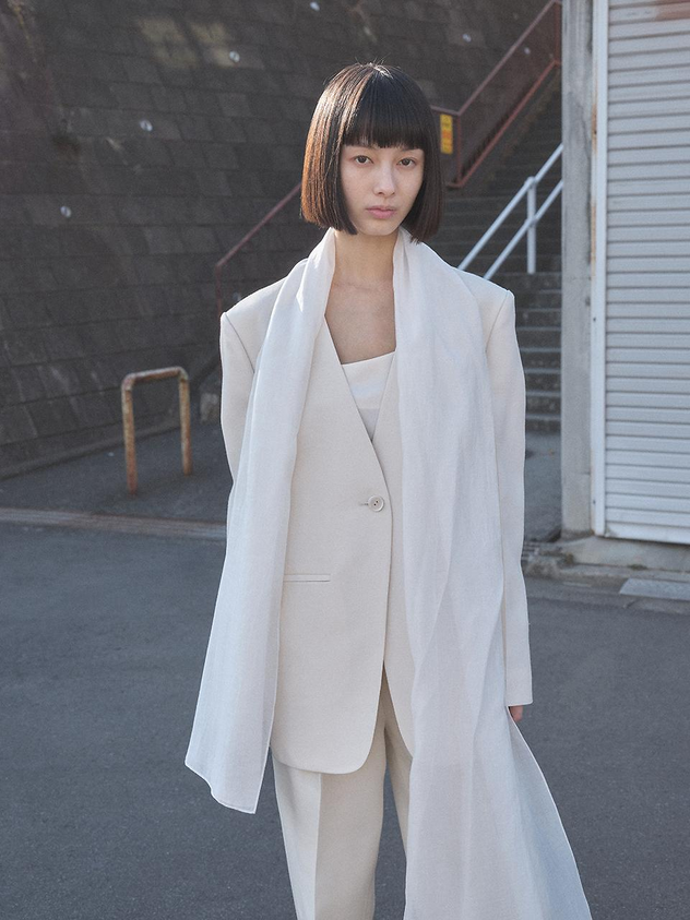 Wool Silk No Collar Jacket
