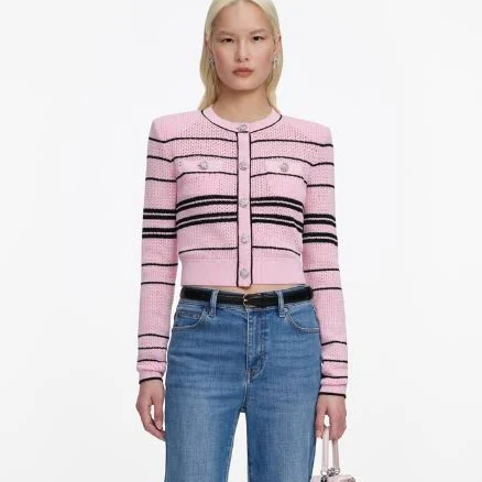 self-portrait Pink Stripe Cardigan
