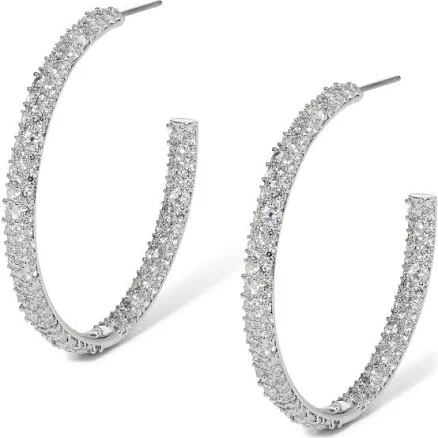 Nadri Women's The Perfect Gift Crushed Pavé Inside Out Hoop Earrings
