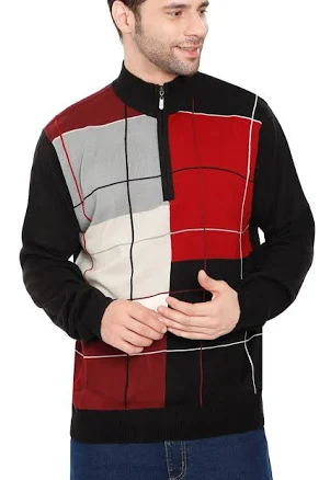 Turtle Bay New York Men's Casual Color Block Quarter Zip Sweater