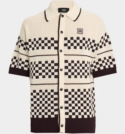Amiri Men's Checkered Wool Mesh Shirt