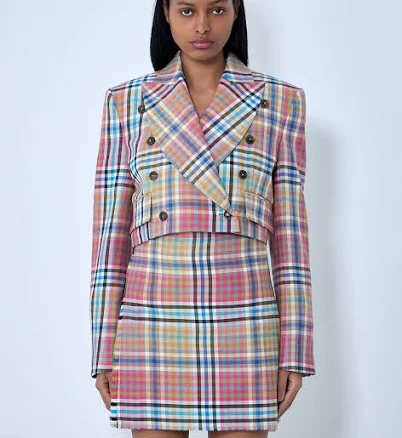 Vivienne Westwood Cut-Off Heather Check Blazer