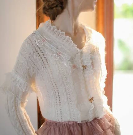 Romantic Lace-Collared Blouse