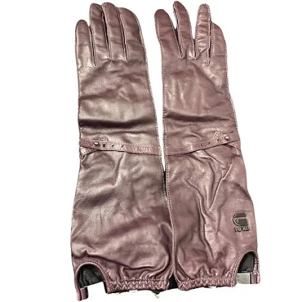 G Star RAW Leather Long Gloves Size S Aubergine