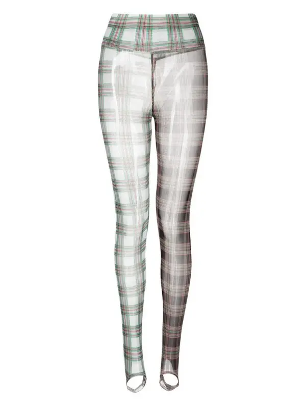 Check-pattern Semi-sheer Leggings