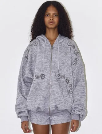 Polysooem ORNAMENT STUDDED HOODIE_ONZI_EDITION, GREY by W Concept