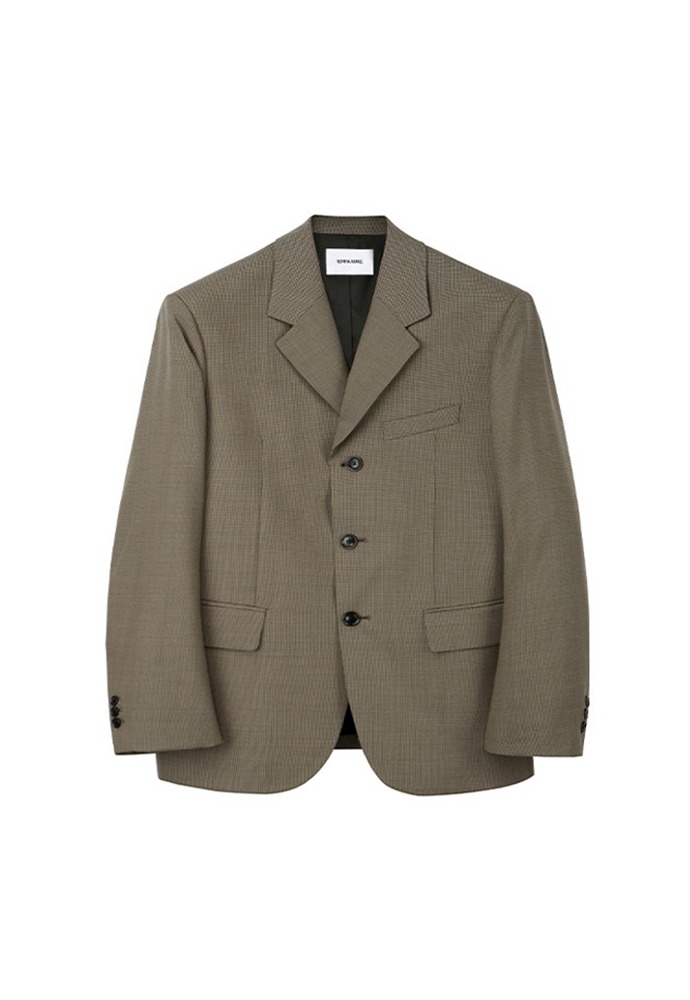 Crudo 3-button Single Blazer_ Brown Check