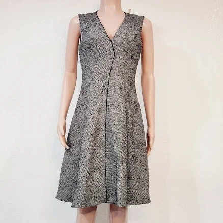 Ports 1961 gray & Black Luxury Wool Fit And Flare Party Dress Sz 6