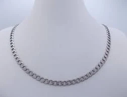 Sterling silver vintage curb chain link necklace, 20" long silver chain necklace, UNISEX