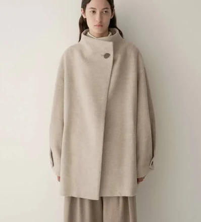 Asymmetric Alpaca Wool Short Coat