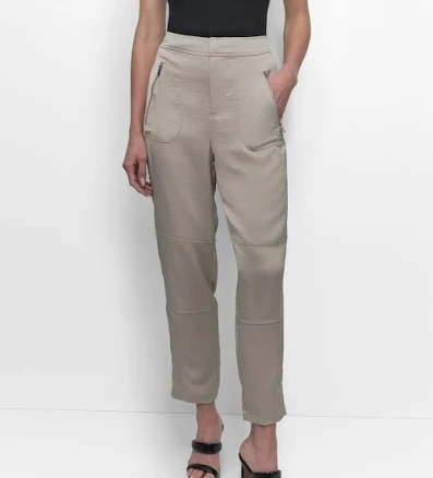 DKNY Women's Elastic Waist-Back Zipper Straight-Leg Pants